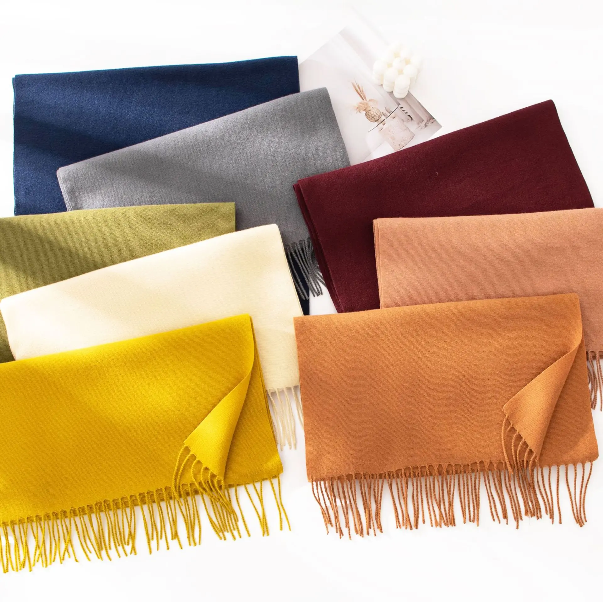 New Solid Color Maillard Imitation Cashmere Scarf Women's Autumn and Winter High Sense Korean Versatile Scarf Warm Shawl