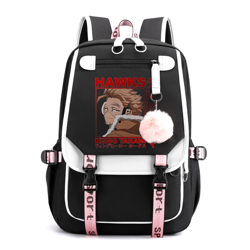 

New Hot Anime Hawks Hawks Pattern Backpack Teenage Street Cool Backpack USB Backpack School Backpack Anime Harajuku Backpacks