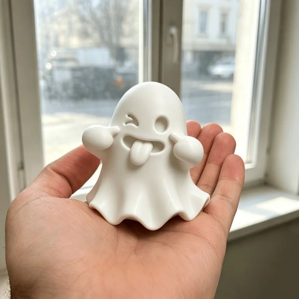 Playful Halloween Ghost Figurines Mischievous 3D Printed Table Ghost Sculpture Gothic Fun Expression Cute Ghost Statues