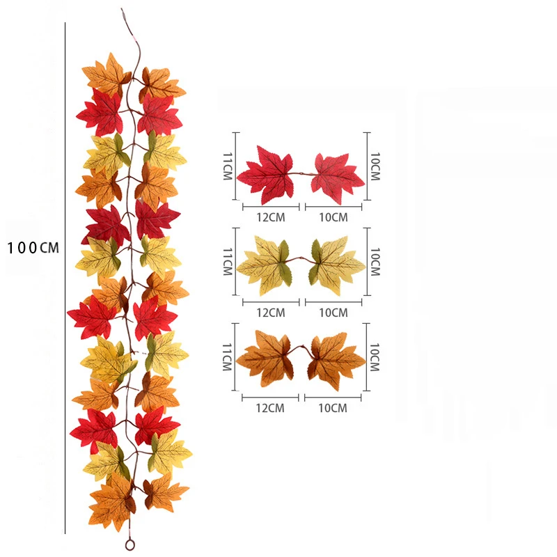 1/2 Stück Herbstkränze, 100 cm, hängende Seidenkränze, künstliche Herbstblattkränze, Thanksgiving-Weihnachtsdekoration, Heimdekoration für den Kamin – Detail 12