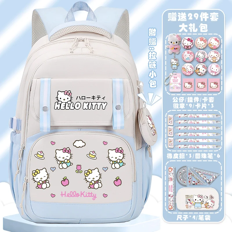 Новый школьный портфель Sanrio Hello Kitty с мультипликационным рисунком, детский Легкий Повседневный Рюкзак