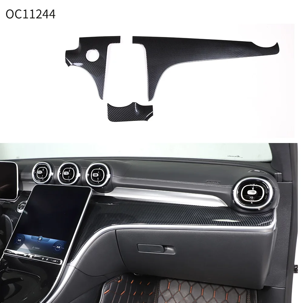 central control dashboard panels with For 22 Mercedes-Benz C-class  carbon fiber pattern automotive acces