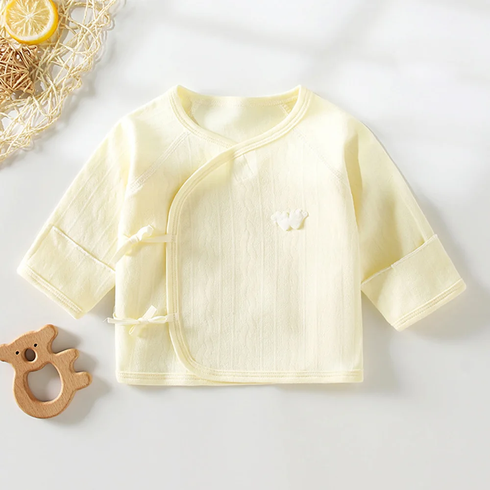 Baby Long Sleeve Shirt 100% Cotton Solid Color Newborn Clothes Spring Autumn 0-3Months Hospital  Unisex Baby Boy Girl Tops