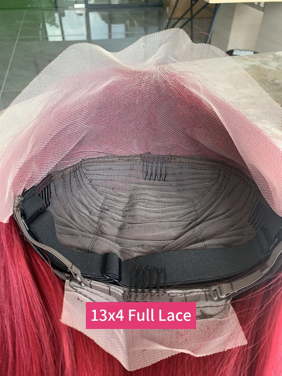 Peluca Frontal de encaje transparente crudo virgen cabello humano 99J corte cuadrado 13x4 Bob pelucas de cabello de lujo pelucas de cabello humano de encaje para mujeres 250%