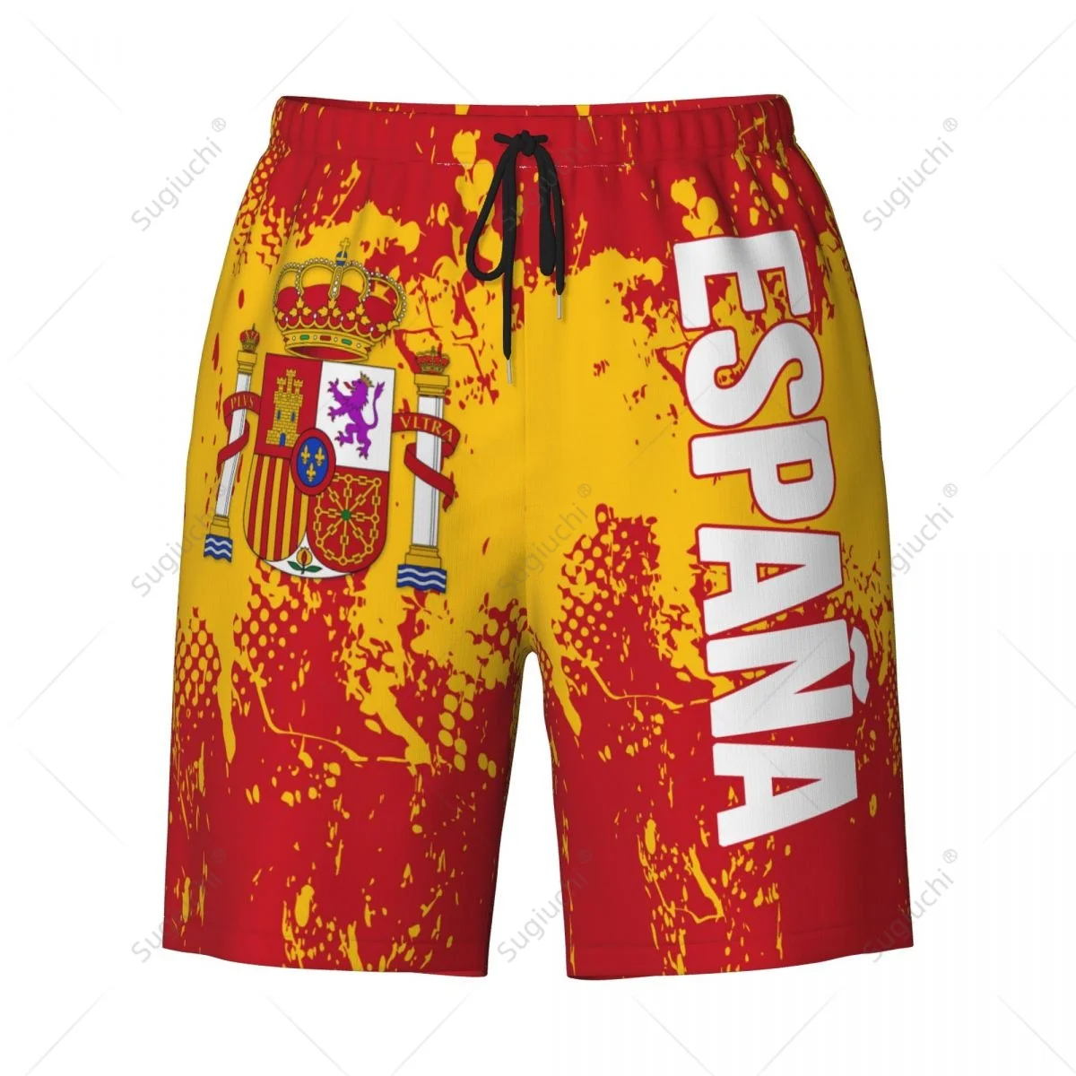 Men\'s Spain Flag Beach Pants Board Shorts Surfing Boys Soccer Cycling Swimwear Running Polyester