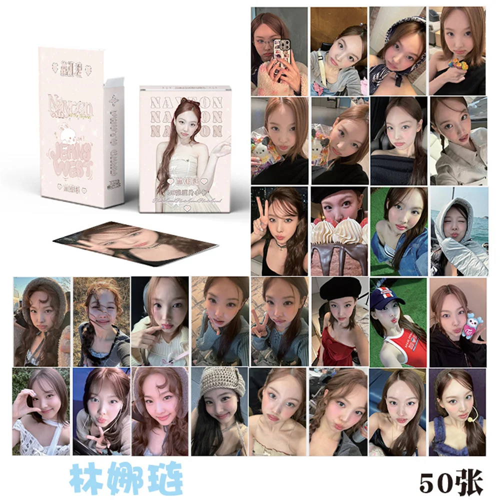 

Kpop Idols Nayeon Personal Laser Card 50pcs/Set High Quality HD Photo Double Sides Boxed Card Beomgyu Fans Collection Photocard