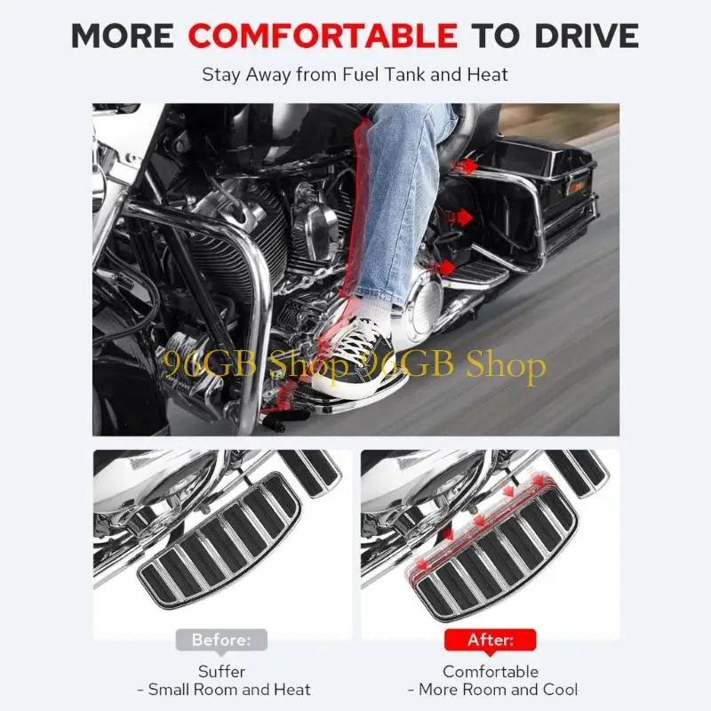 96GB User Friendly Installation Motorcycle Driver Floor Pad Footrest Extension Boosting Foot Comfort Without Complex Tool