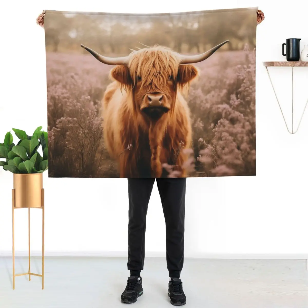 Rustic Boho Highland Cow Tote Bag by NoarusRainbowLand - Cute Country Style Throw Blanket Heavy anime manga Blankets