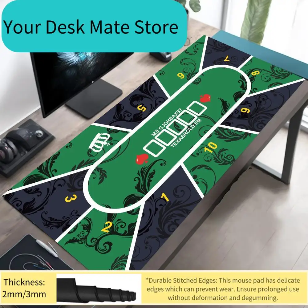 Texas Hold'em Poker Table Desk Mat Non-Slip Rubber Base Washable Cloth Surface Large Mouse Pad