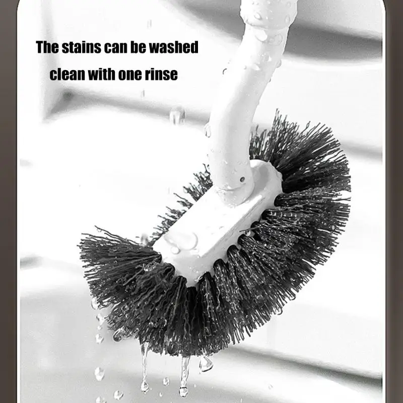 E8BD 360 Degree Toilet Cleaning Brush Set with Antimildew Storage Stand Curved Design Detachable Handle Bathroom Scrubber