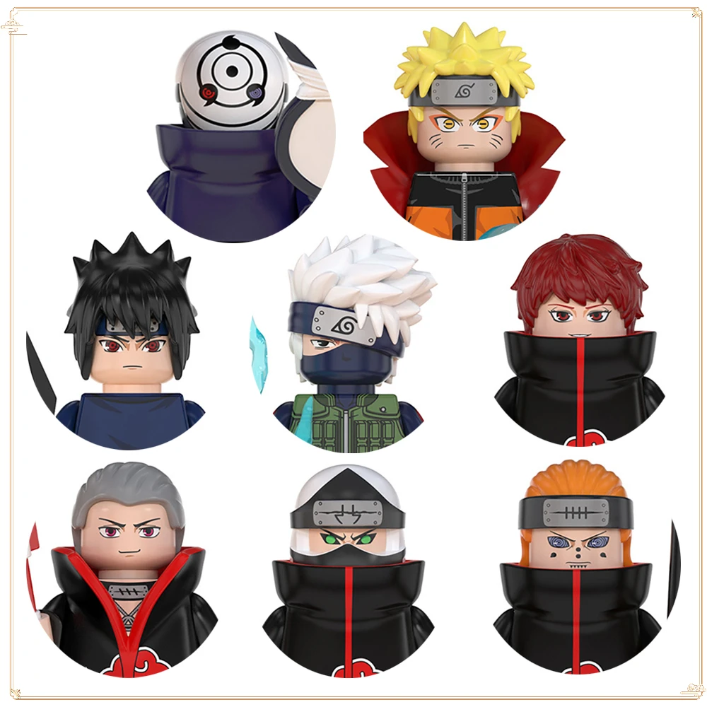 Building Bricks Anime NARUTO Boy Collection Uchiha Sasuke Hatake Kakashi Doll Mini Action Toys Christmas Gifts Building Blocks