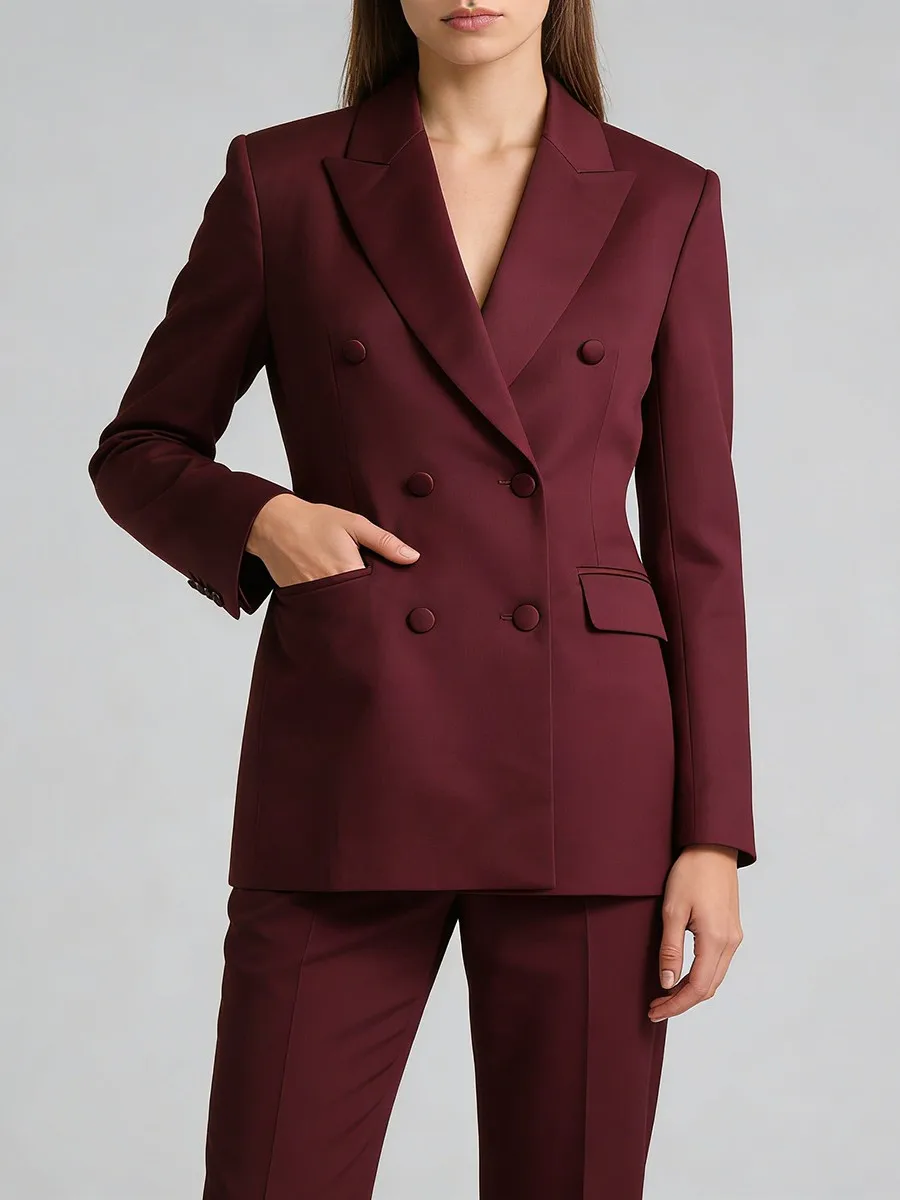 TWOTWINSTYLE Solid Spliced Double Breasted Minimalist Blazers for Women Lapel Long Sleeves Tunic Temperament Blazer Female New