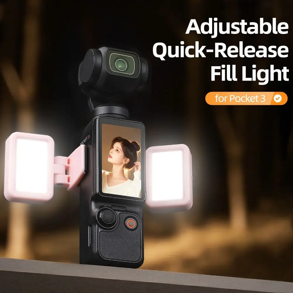 Double Lamp Fill Light Adjustable Rotatable LED Photography Lighting Lightweight 5-Level Dimming for DJI Osmo Pocket 3