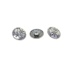 30 Pcs  vintage silver 17mm 0.7inch classic flower and leaf Garment Clothing Fastening Sewing 1-hole Buttons Jewelry DIY