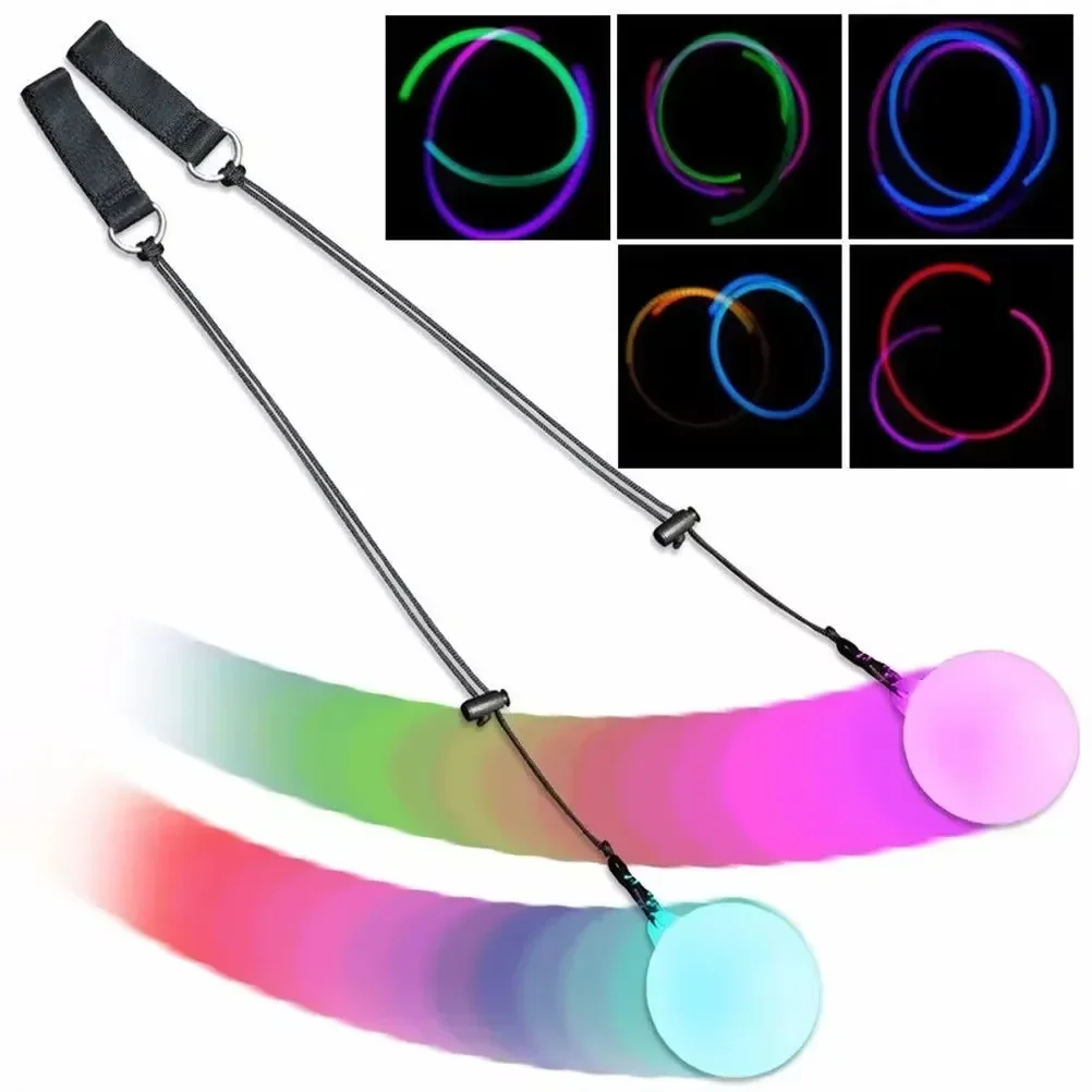 LED Poi Prop 2 Pack Colorful Luminous Belly Dance Ball Stage Performance Light Fitness Halloween Christmas Party - view 5