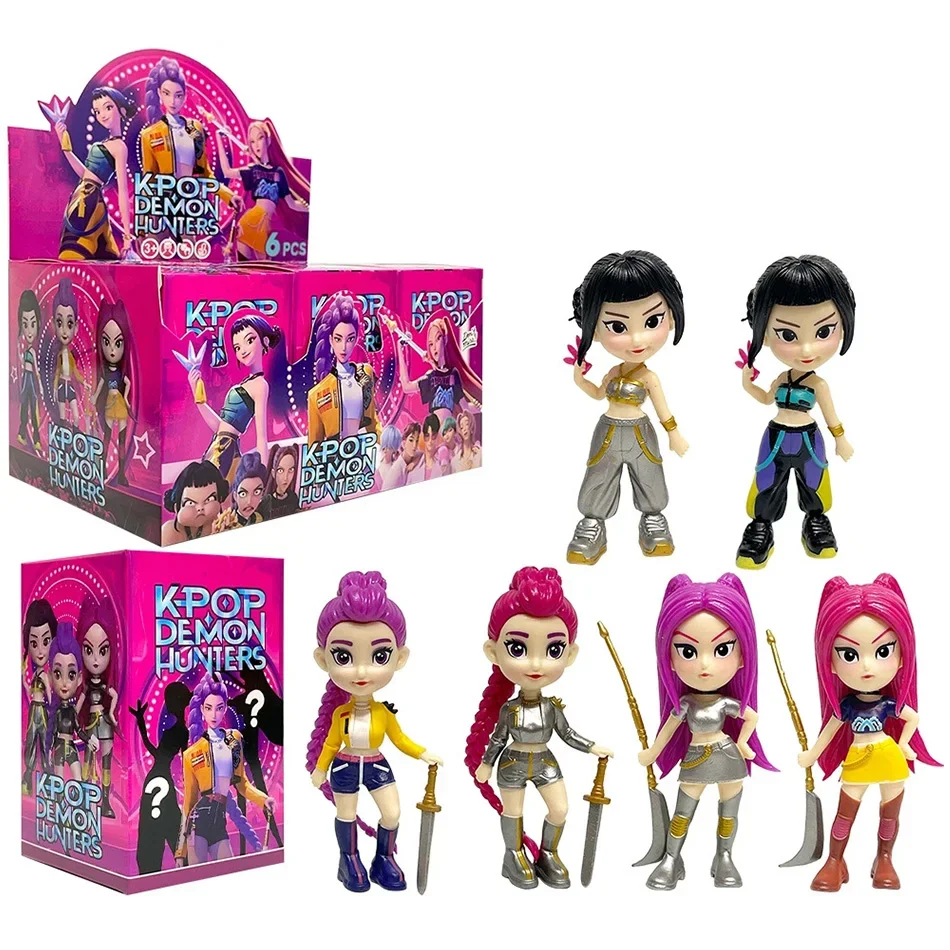 Figura de Anime K-pop Demon Hunters con Caja, Regalos Kawaii para Niños y Niñas, Fans, Halloween, Navidad, Figura Decorativa