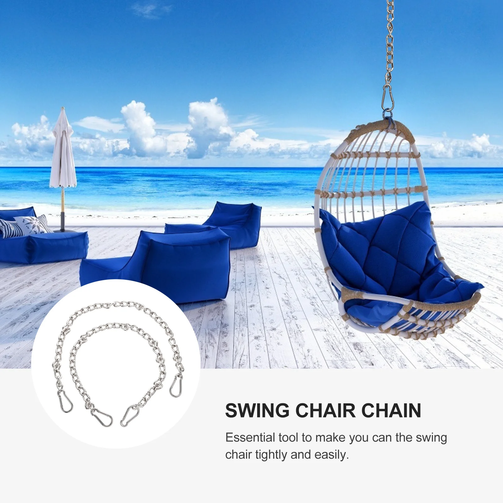 

2Pcs Stainless Steel Bearing Chains High Strength Swing Chair Accessories Outdoor Hanging Seat Hammock Swing Hanging Straps Kit