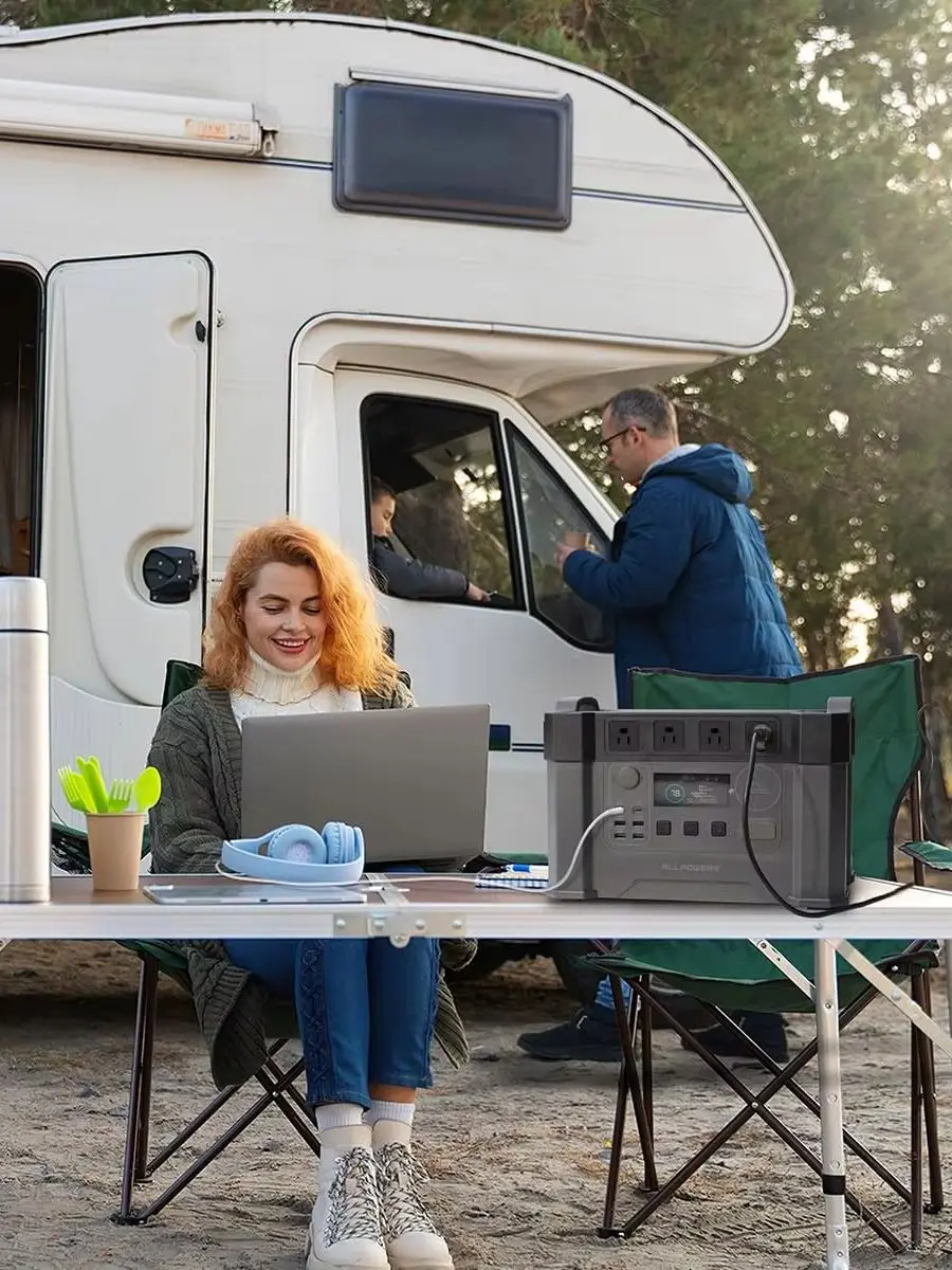 ALLPOWERS S2000 PRO Solargenerator 2400W Tragbare Powerstation & SE100 100W Faltbare Solarmodule für Outdoor RV Camping Zuhause