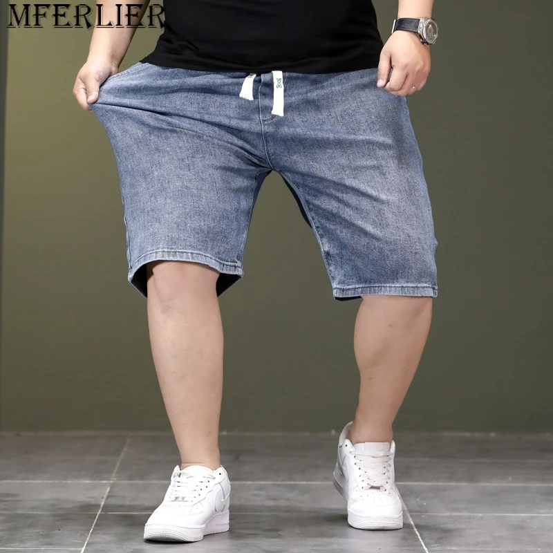 

Solid Color Denim Shorts Men Jeans Plus Size 7XL Fashion Casual Summer Stretchy Shorts Male Big Size 7XL