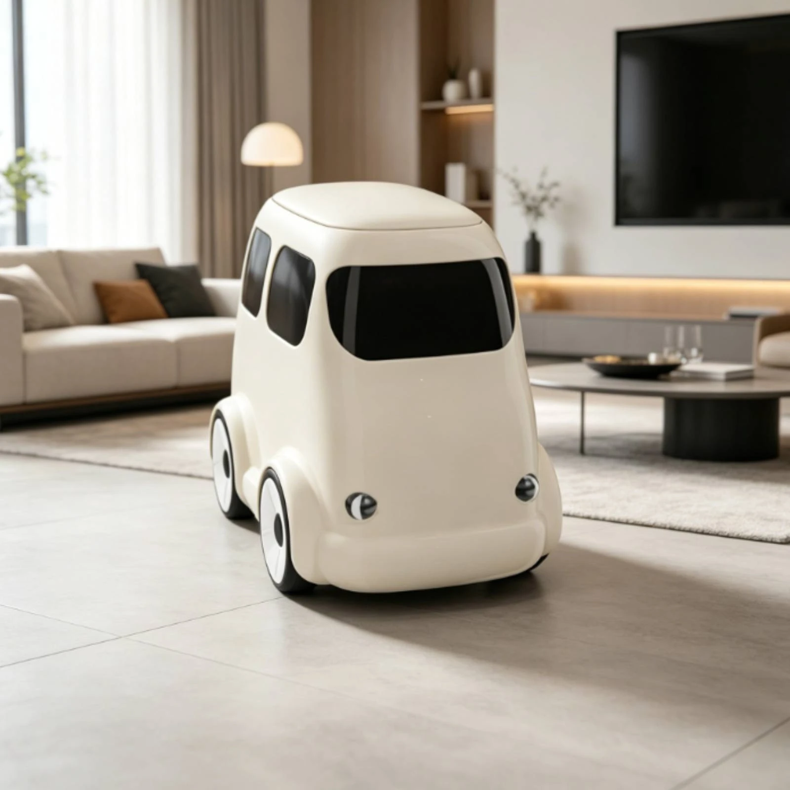 Bus-Shaped Can Wheel-Style Base Car-Shaped Trash Can Car Garbage Bin Decorative Home Storage Lid