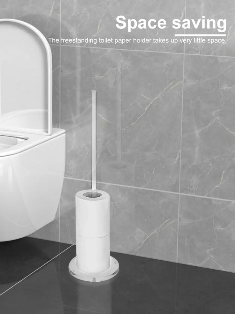 

Freestanding Toilet Paper Holder Acrylic Toilet Paper Storage Rack Vertical Space Saving for Toilet Spare Rolls Storage
