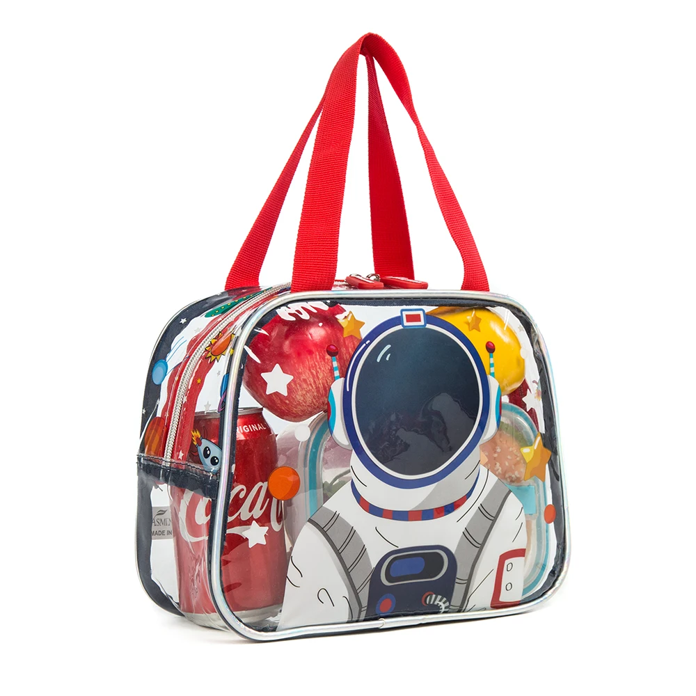 Transparent Spaceman Astronaut Pattern School Bags for Boys Kawaii Backpack with Lunch Box Pencil Case School Toddler Backpack