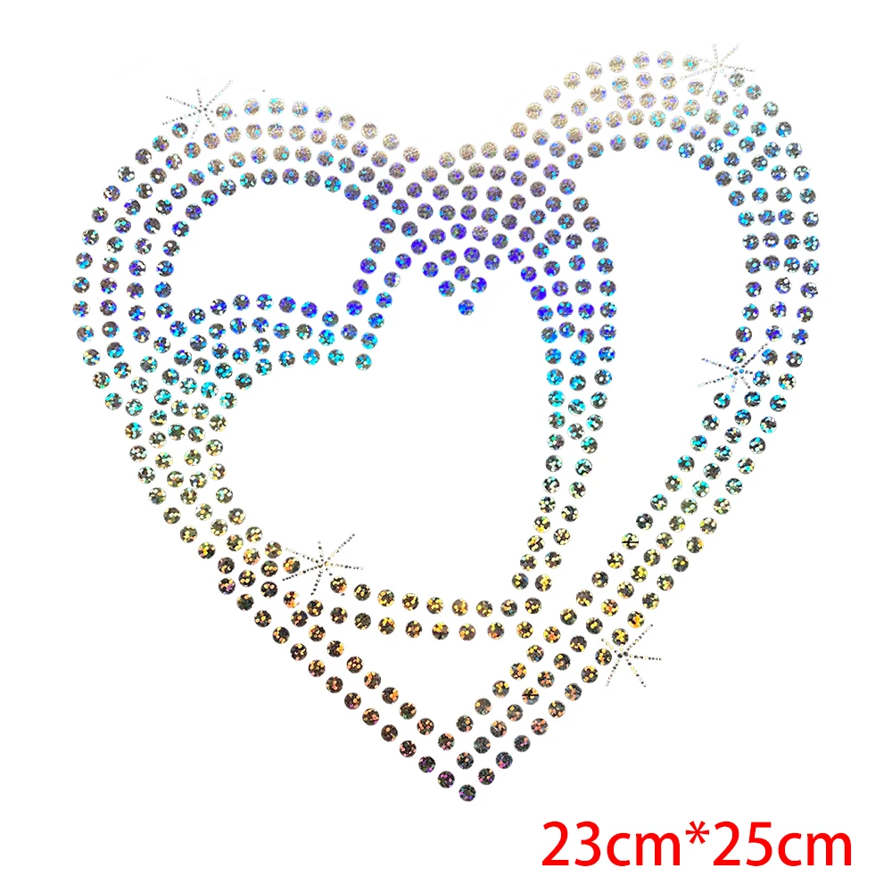 Colorful Flash Sequins Patches for Clothing Women Heat Transfer Stickers Thermal Stickers Rhinestones Appliques Personnalisé