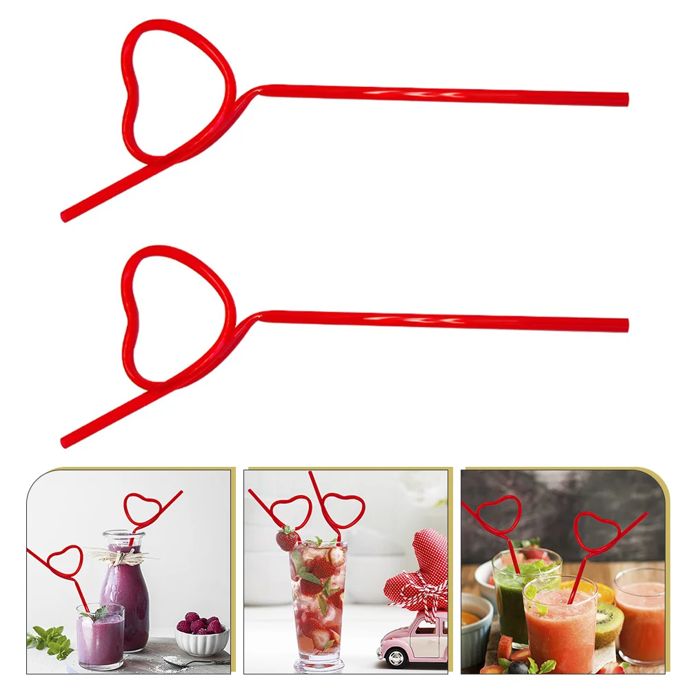 

4 Heart Straws PVC Material Wedding Party Valentine Party Supplies Supplies Valentine Drinking Straw Set for Bridal Shower