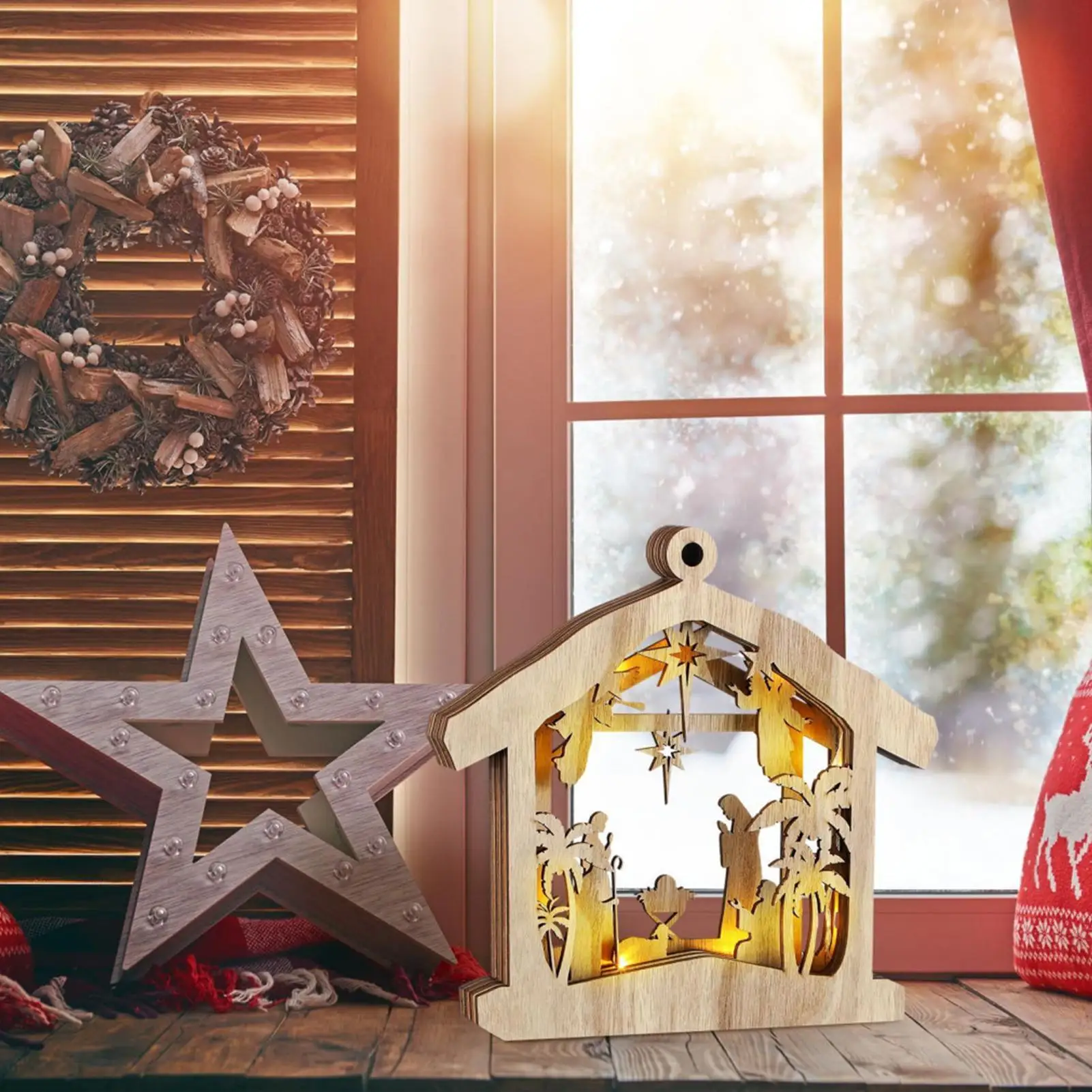 Nativity Scene Indoor Religious Table Centerpieces Nativity Set For Christmas For Fireplace Bedroom Office Desk Table Shelf