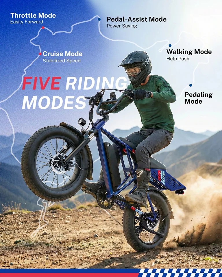 Jasion Electric Bike, 70-Mile Range, Fat Tire 48V 13Ah Removable Battery, E bike, 5 Riding Modes, 7-Speed, Full Suspension, IPX6, for Commuters, Beaches, Weekends