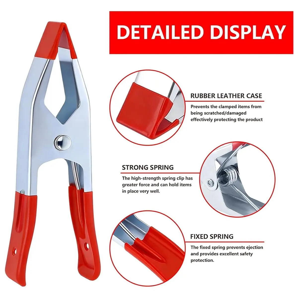 salego 10 Pcs Heavy Duty Metal Spring Clamps 6 Inch Large Heavy Duty Spring Clips Set Anti Slip for Tarpaulin Woodwork Crafts