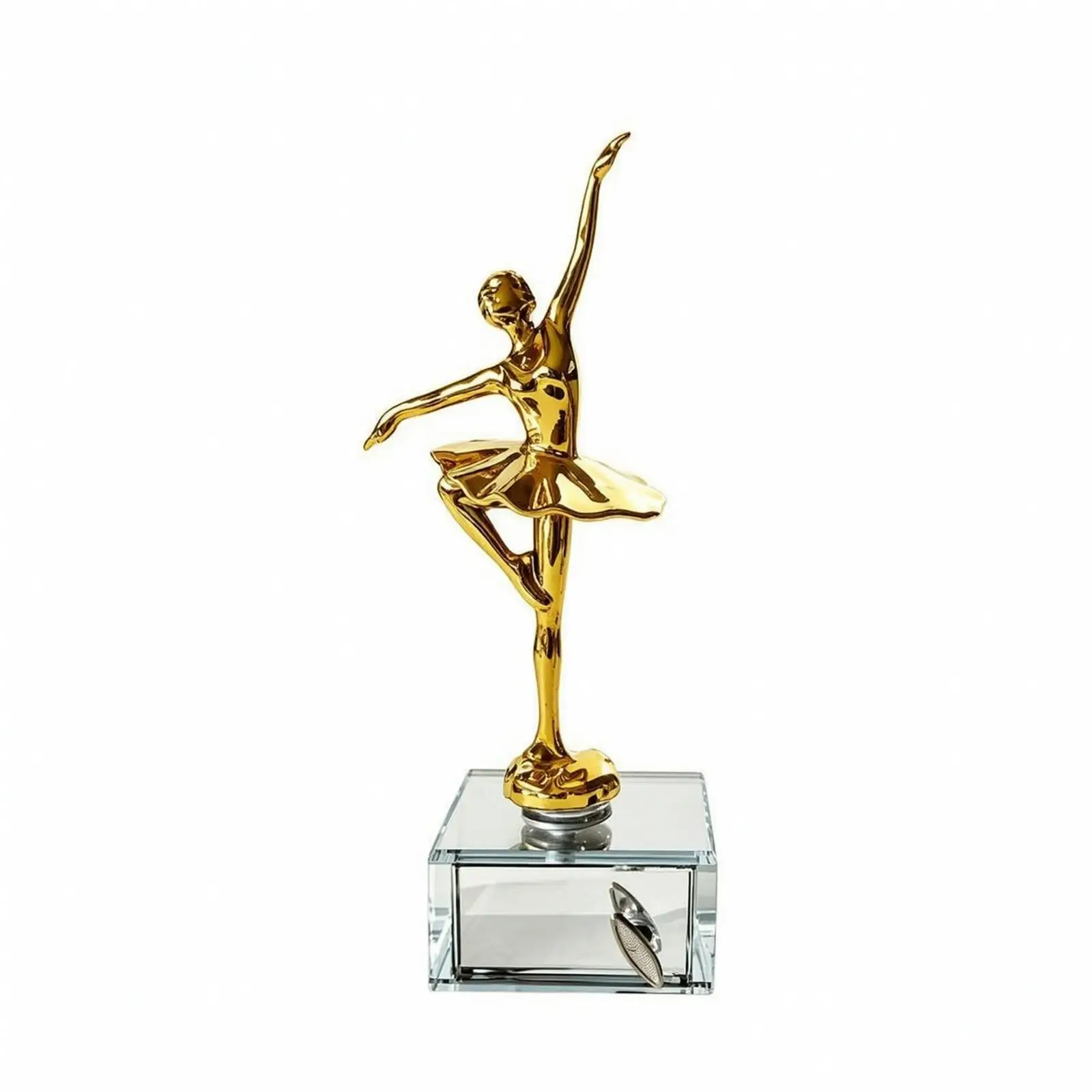 Crystal Ballerina Music Box Dancer Figurine Metal Finish Decorative Musical Jewelry Box for Girls Ballet Theme