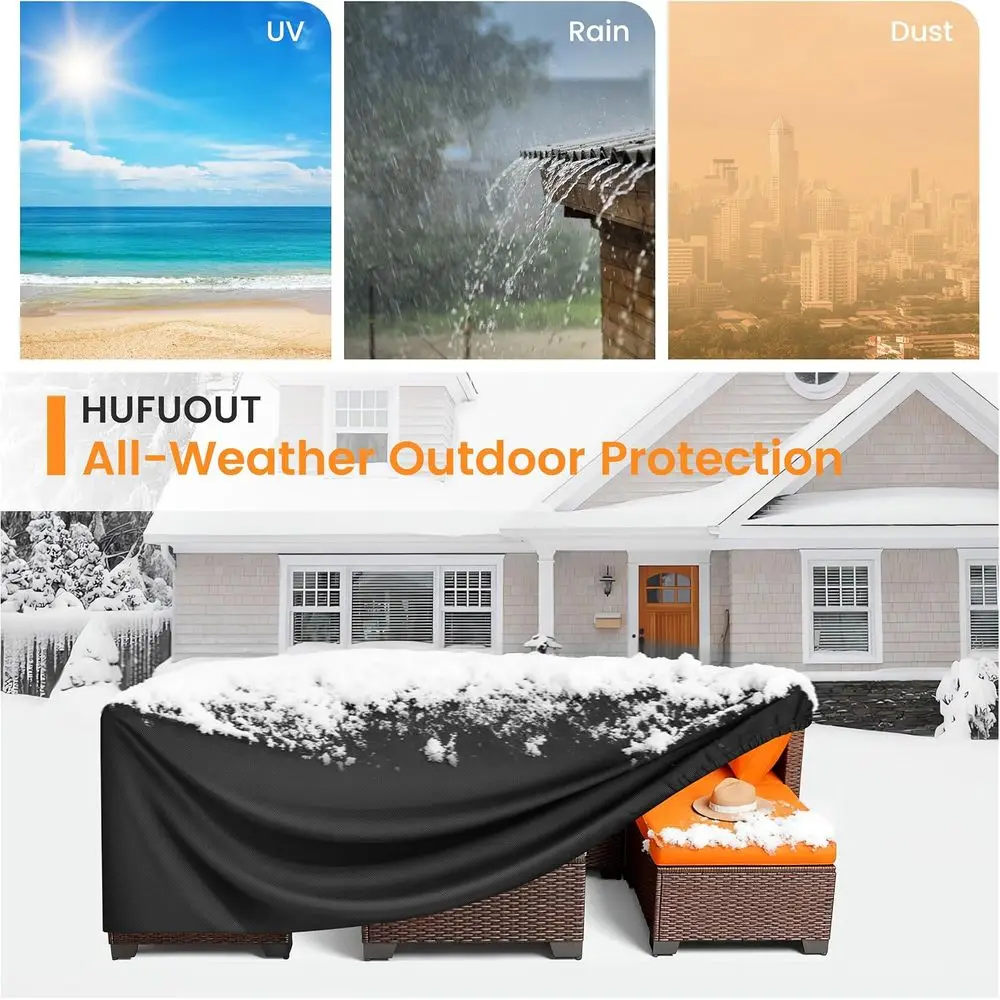 Patio Furniture Covers, Outdoor Furniture Cover Waterproof, General Use, Outside Table and Chair Covers, Heavy Duty 420D (Black, view 6