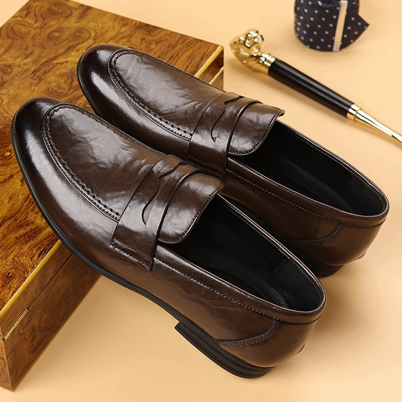 Leather Fashion Business Shoes Men Luxury Brand Men's Comfortable Loafers Handmade Men Casual Shoes New All-match Flats for Men