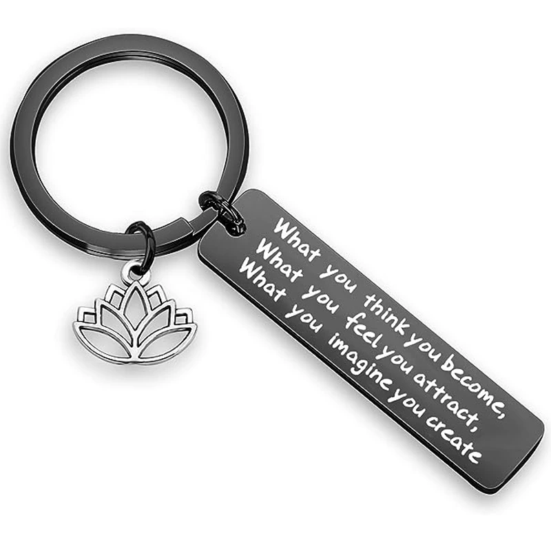 Buddhist Inspirational Quote Keychain What You Think You Become Buddha Jewelry Inspirational Gift