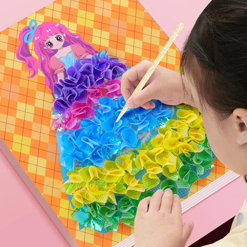 Verjaardagscadeau voor meisjes; DIY lekke schilderset; Princess Poke Board-stickers; Stof Poking Arts en Crafts Toy