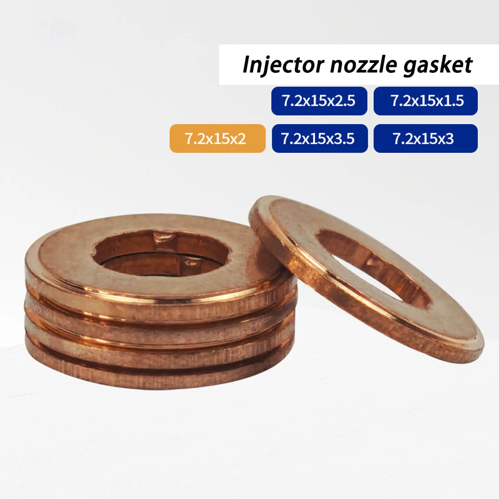 4/100P F00VC17504 Fuel Injector Copper Washer 7.2x15x2mm For Bosch 0445110 BMW N47 B47 Ford Citroen Peugeot Injector Seal Gasket