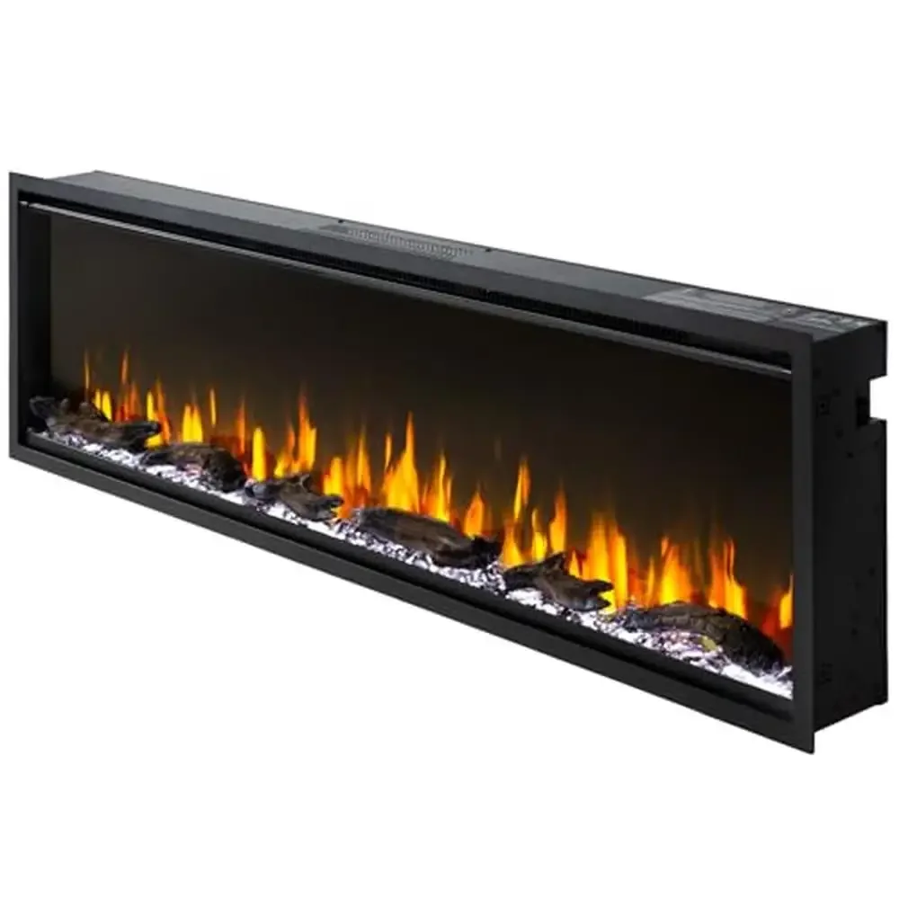 60 Inch Smart Linear Electric Fireplace 9 Colors Flame Remote Control Driftwood and Crystals Included Heating up to 400 sq. ft.