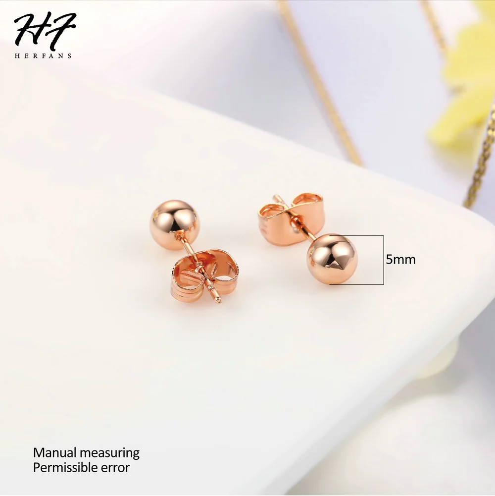 Simple Little Bean Shaped Stud Earring For Women Rose White Gold Color Metal Fashion Jewelry Gift For Girls Daily Party E445