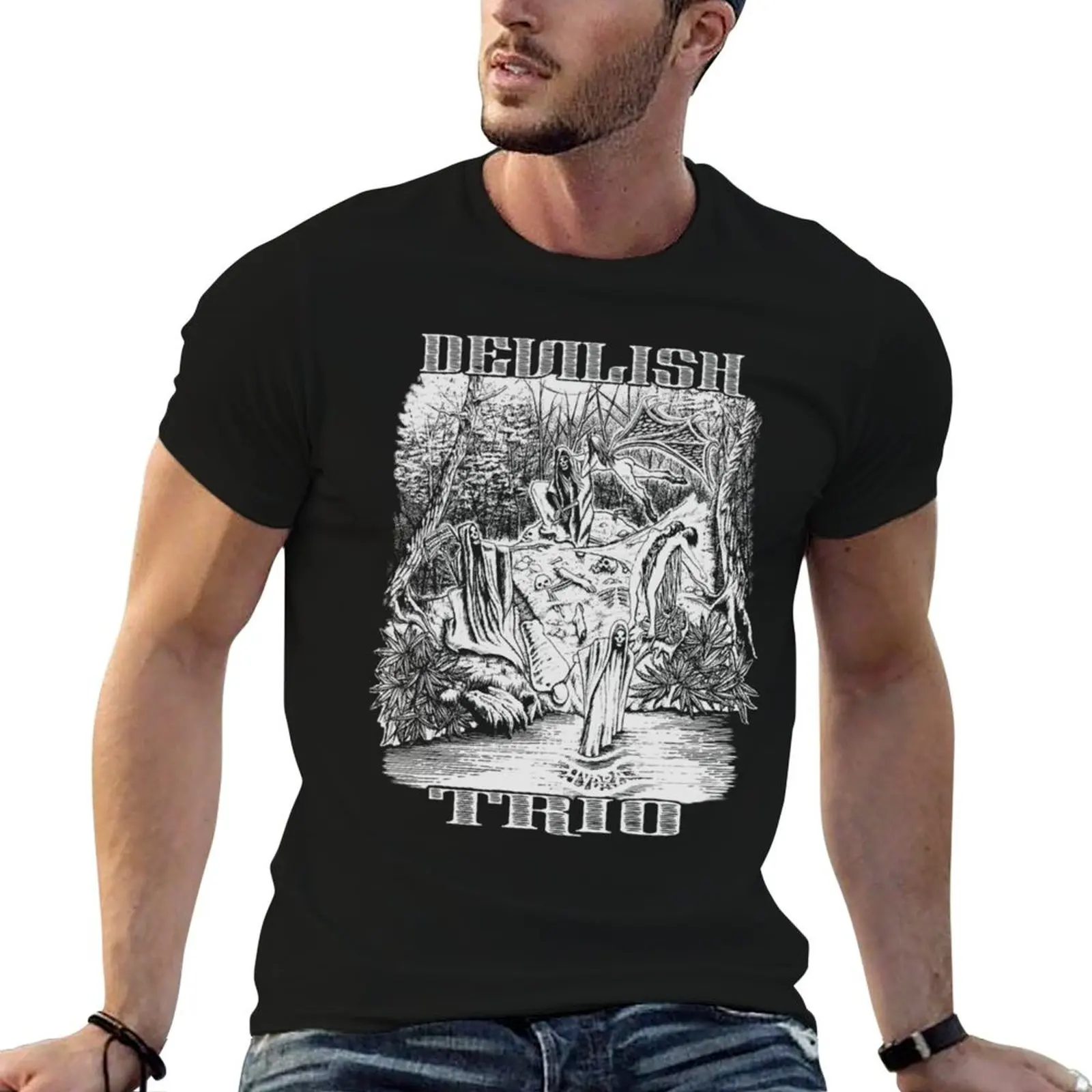 Devilish Trio Past Junts Essential Essential T-Shirt Big Size Short Sleeve Tee for Men