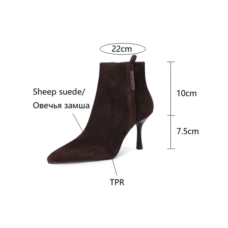 NEW Autumn Women Shoes Sheep Suede Ankle Boots Women Pointed Toe Solid High Heel Shoes Elegant Thin Heel Boots zapato de tacón