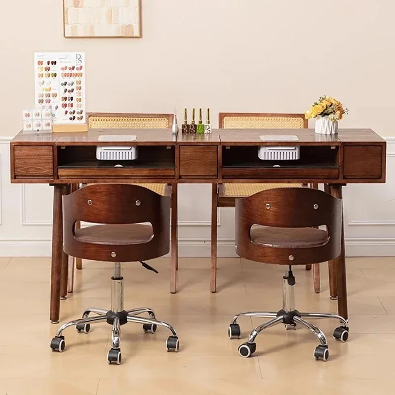 

Vintage Rustic Retro Table Onglerie Saloon Furniture Mid Century Nail Table With Dust Collector Unique Classic French Nail Desk