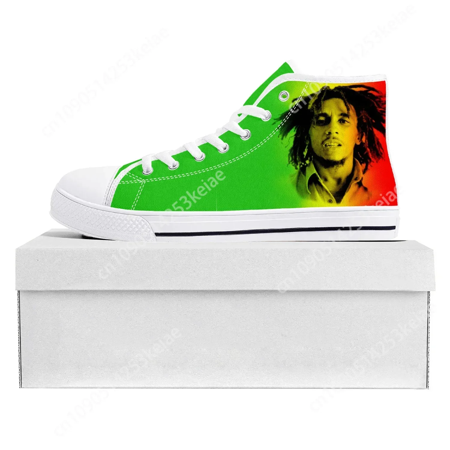 Reggae Rock Music Star Bob Marley High Top High Quality Sneakers Mens Womens Teenager Canvas Sneaker Couple Shoes Custom Shoe