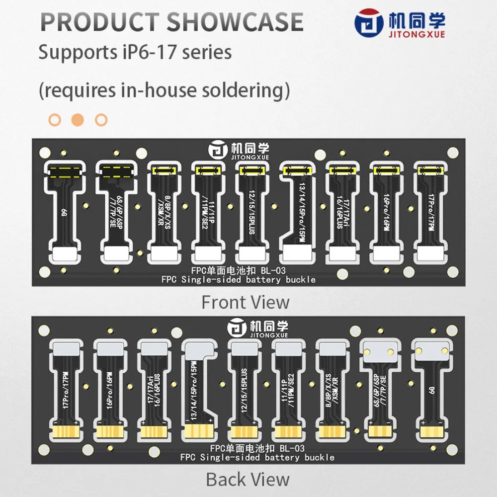JTX BL-03 iP6-17 Pro Max Battery FPC Flex Cable Soft Power-On Connector Buckle Repair Tool Kit for iPhone Android Phone PCB