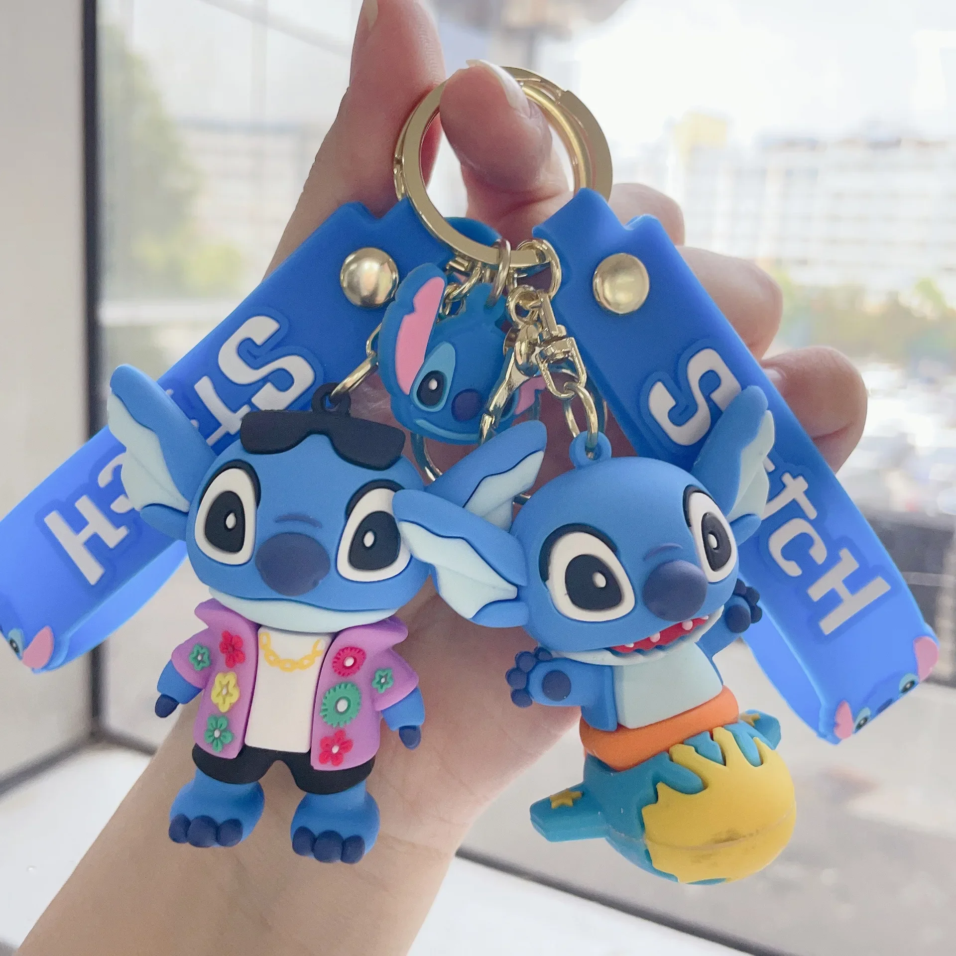 Creative Cartoon Cute Stitch Silicone Pendant Keychains for Women Men Lovely Stitch Keyring Backpack Bag Accessories Keys Holder