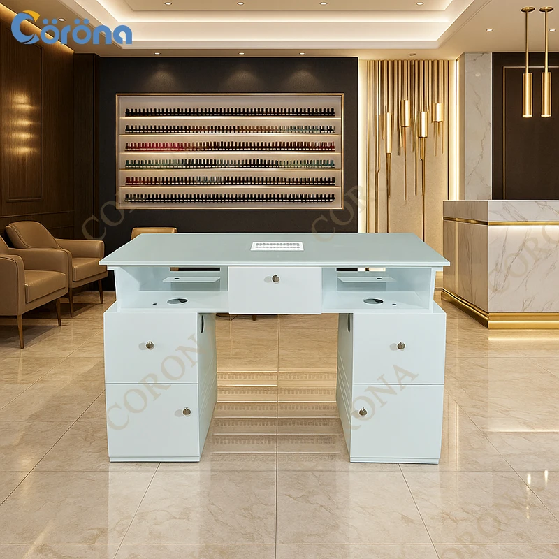 Modern White Nail Design Art Table Manicure Desk For Salon