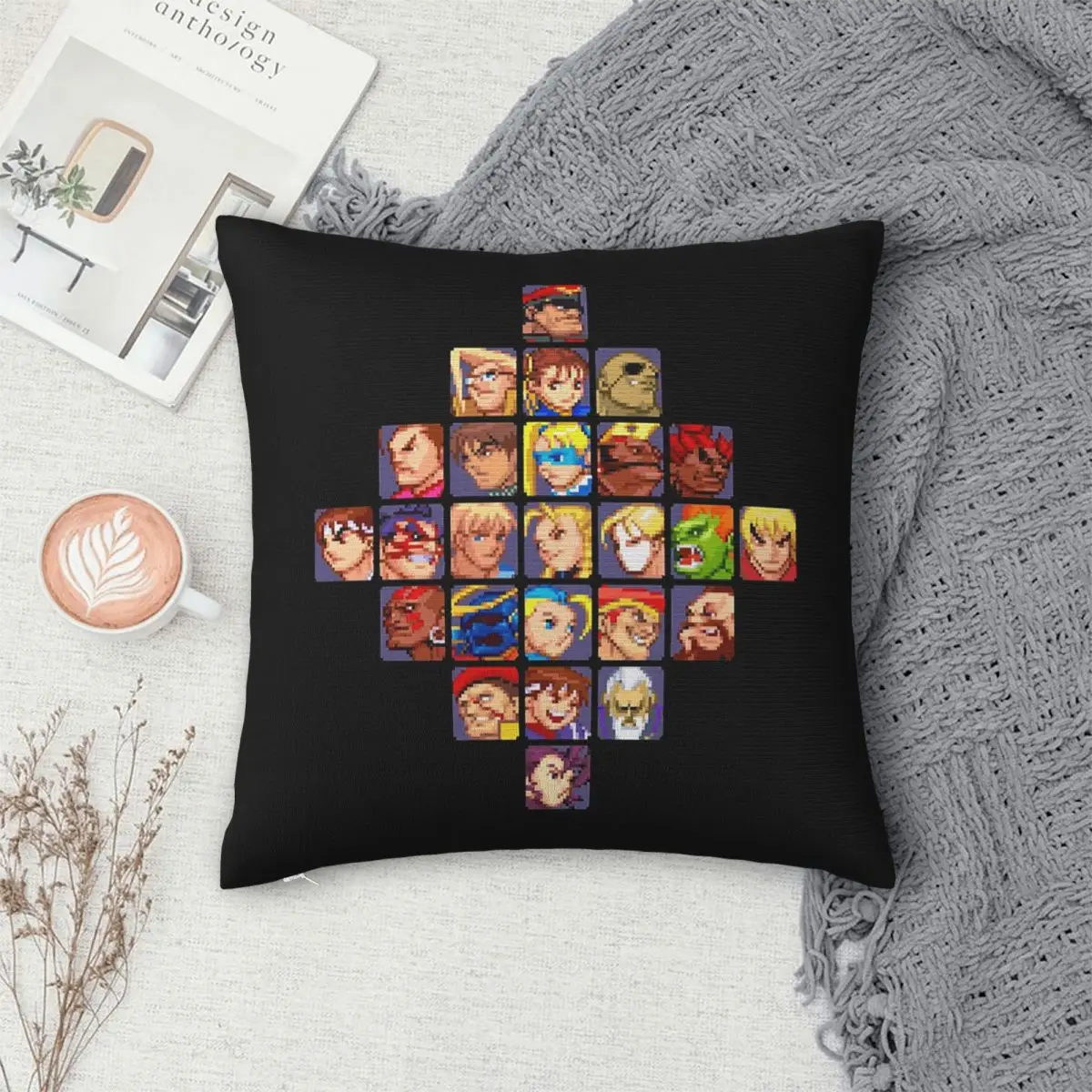 

Квадратная наволочка с преувеличенными портретами Super Street Fighter, наволочка, наволочка для домашнего дивана, гостиной