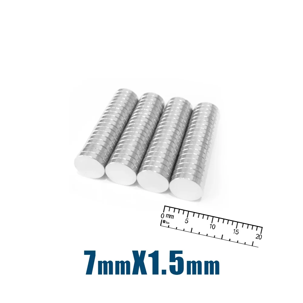 50/100/200PCS 7x1.5mm Mini Round Super Strong Neodymium Magnets N35 Powerful Fridge Magnets Magnetic Sheet Fishing Magnet image 3