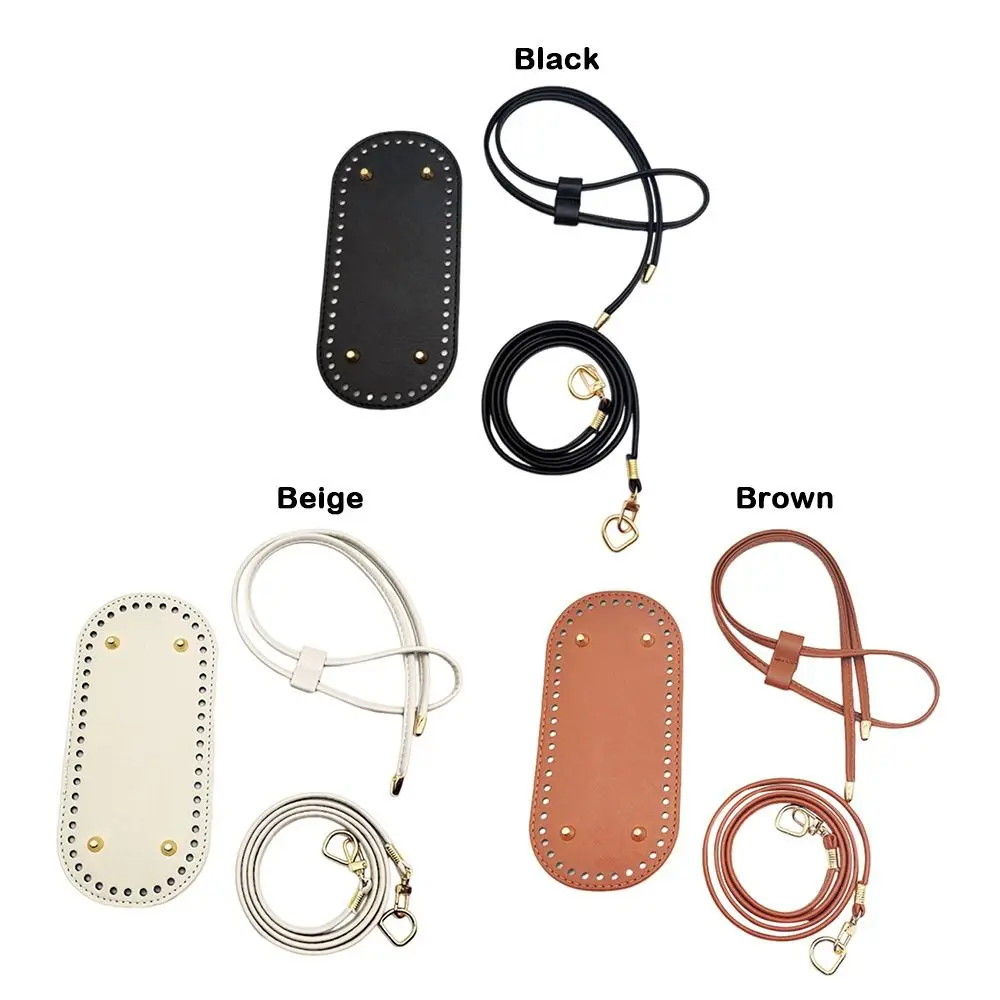 3PCS/SET DIY Handmade Crochet Bucket Dumpling Bag Accessories Bottom Plate Shoulder Strap Drawstring