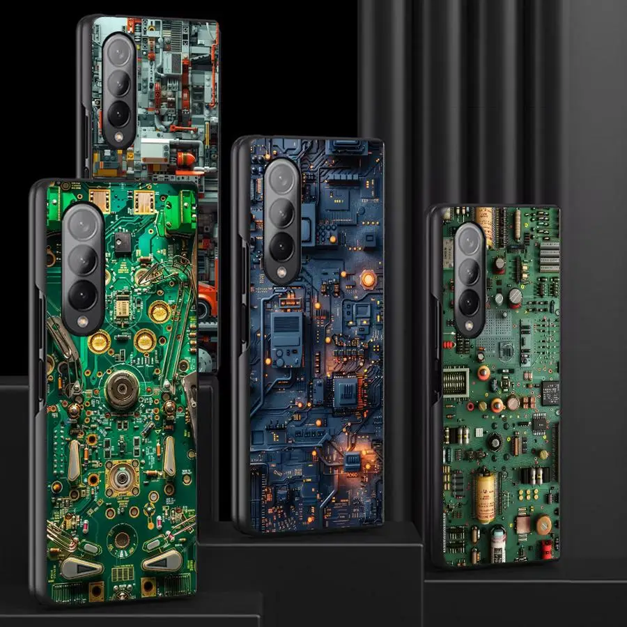 Circuitboad Chp Technoloy Back Phone Cover Case for Samsung Galaxy ZFold7 ZFold3 Z Fold 7 6 5 4 3 ZFold5 ZFold6 ZFold4